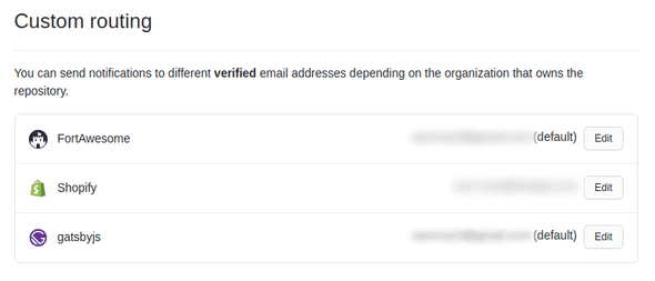 Custom routing section on the Settings > Notifications page